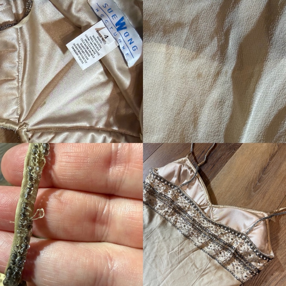 Vintage 100% Silk Beaded Dress Vintage Beaded Dress Y2K Sue Wong Dress Fairy - Picture 16 of 17